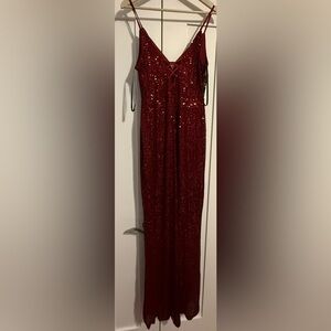 Elegant Red Sequin Maxi Dress